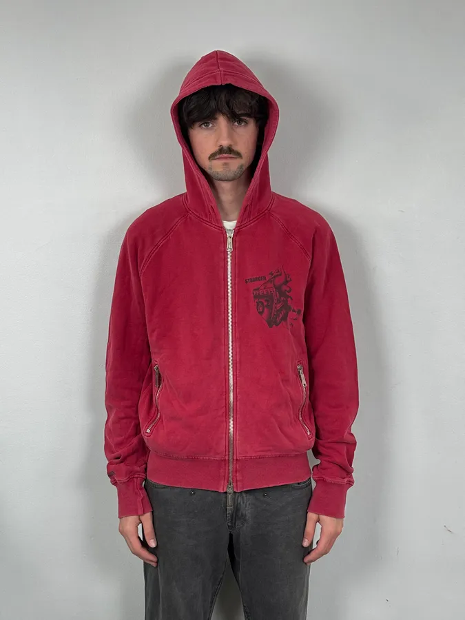AW2007 Dsquared2 Red « Heart Stronger » Zip-up Hoodie - Image 2