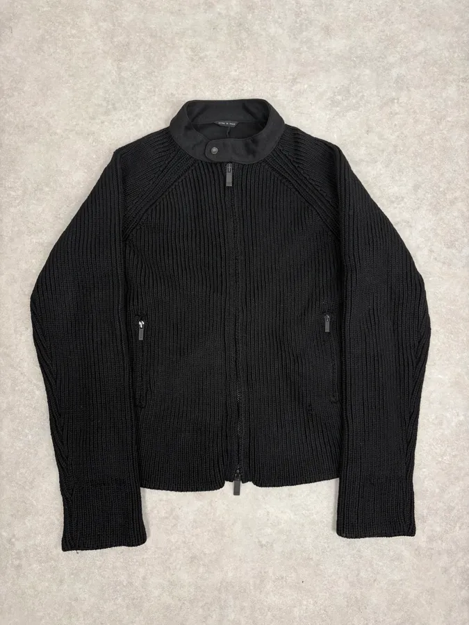 AW2007 Emporio Armani Black Premium Wool Biker Zip-up Sweater