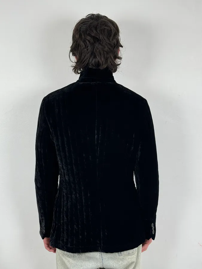 AW2007 Emporio Armani Black Techno Line Velvet Classy Blazer Jacket - Image 3
