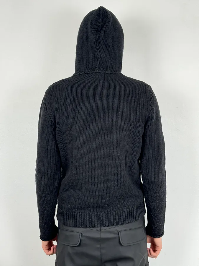 AW2007 Emporio Armani Black Zip-Up Hooded Sweater - Image 3