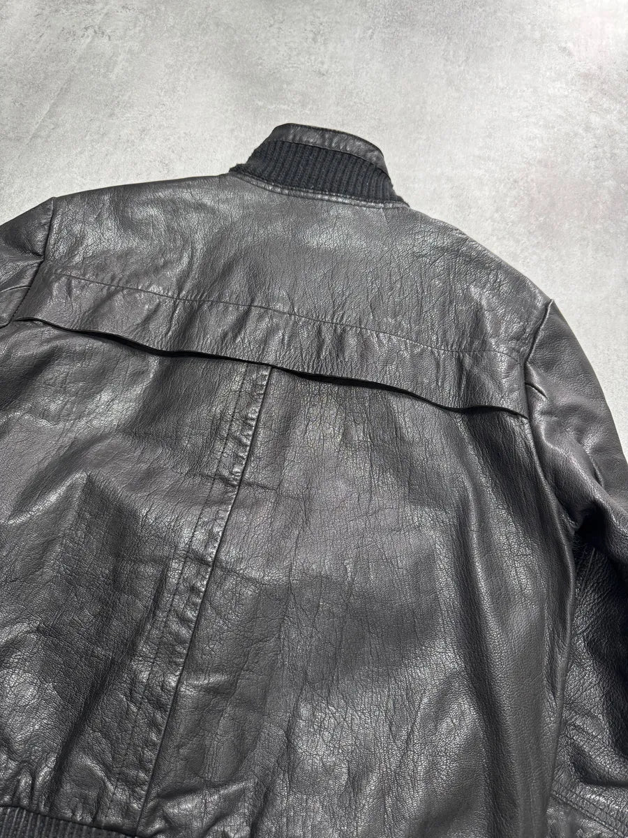 AW2007 Emporio Armani Textured Black Leather Jacket - Image 5