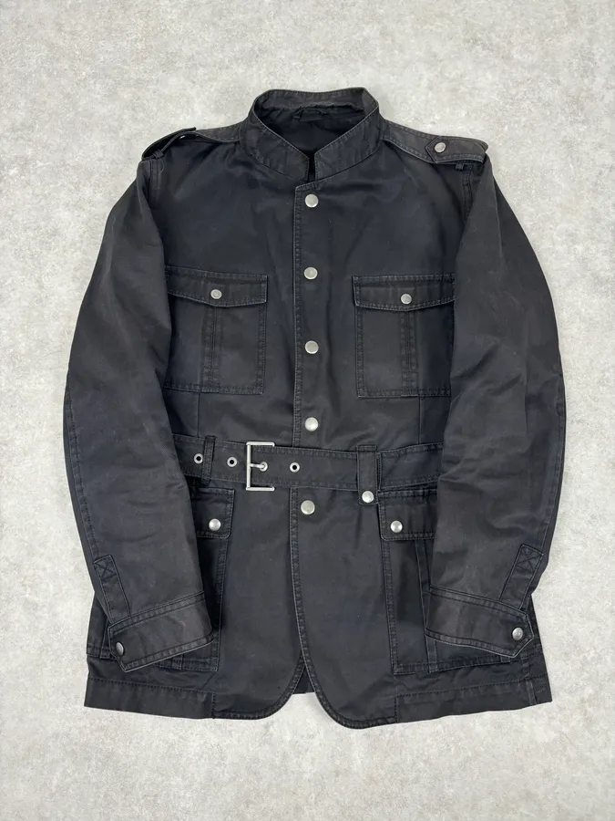 AW2007 Gucci Black Denim Military Officer Multi-Pocket Jacket