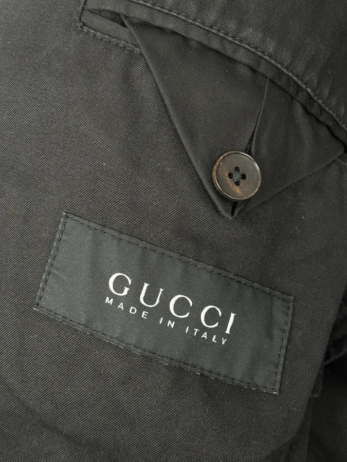 AW2007 Gucci Black Denim Military Officer Multi-Pocket Jacket - Image 10