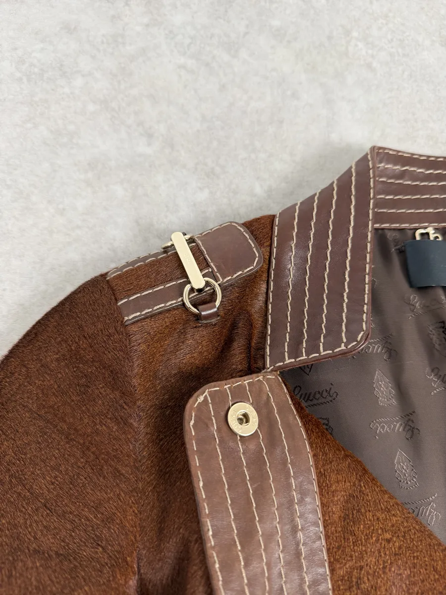 AW2007 Gucci Brown Pony Hair Officer Buttoned Jacket by Frida Giannini - Image 10