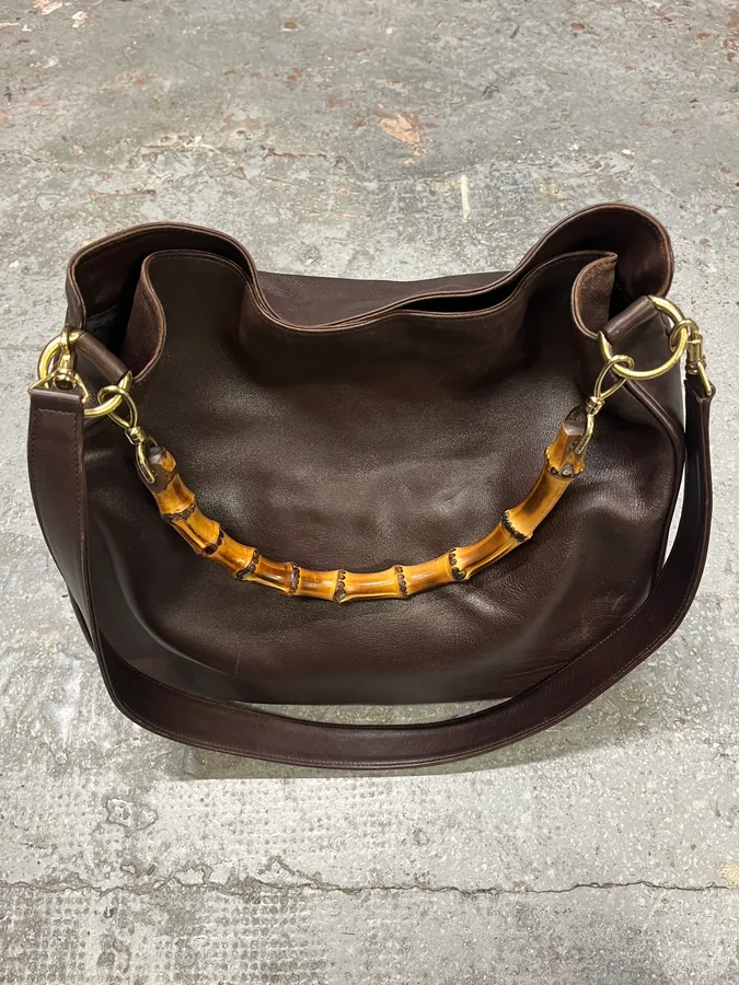 AW2007 Gucci Dark Leather Bamboo Bag - Image 2