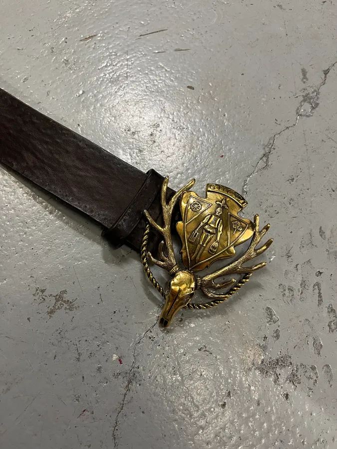AW2007 Gucci Deer Golden Buckle Brown Leather Belt - Image 6