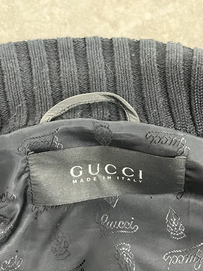 AW2007 Gucci Madonna Black Cargo Leather Jacket - Image 11