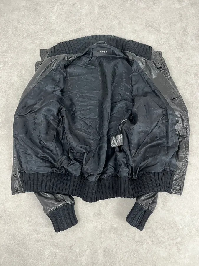 AW2007 Gucci Madonna Black Cargo Leather Jacket - Image 8