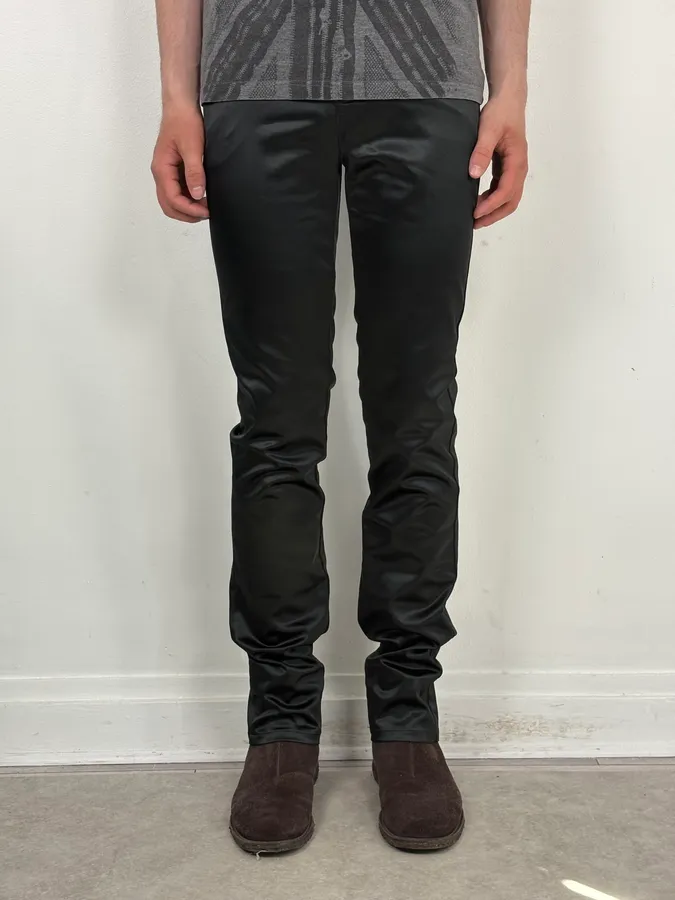 AW2007 John Galliano Black Nylon Elastic Pants - Image 2