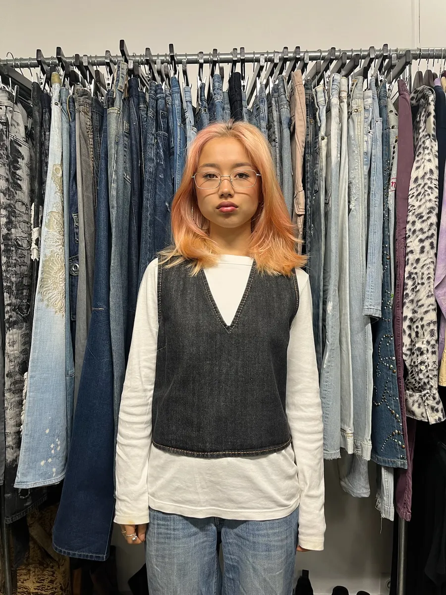 AW2007 Maison Martin Margiela Grey Raw Denim Vest - Image 3