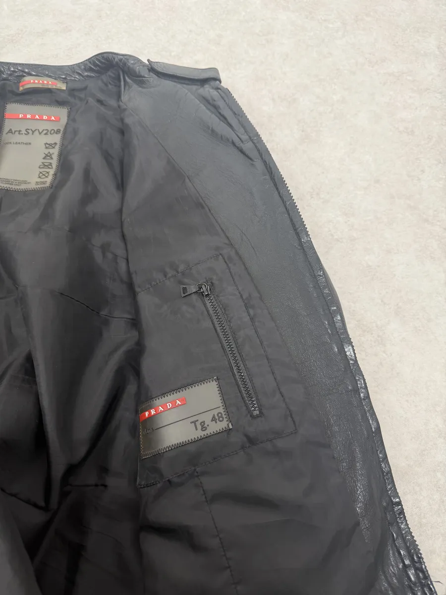 AW2007 Prada Black & Red Biker Racer Leather Jacket - Image 12