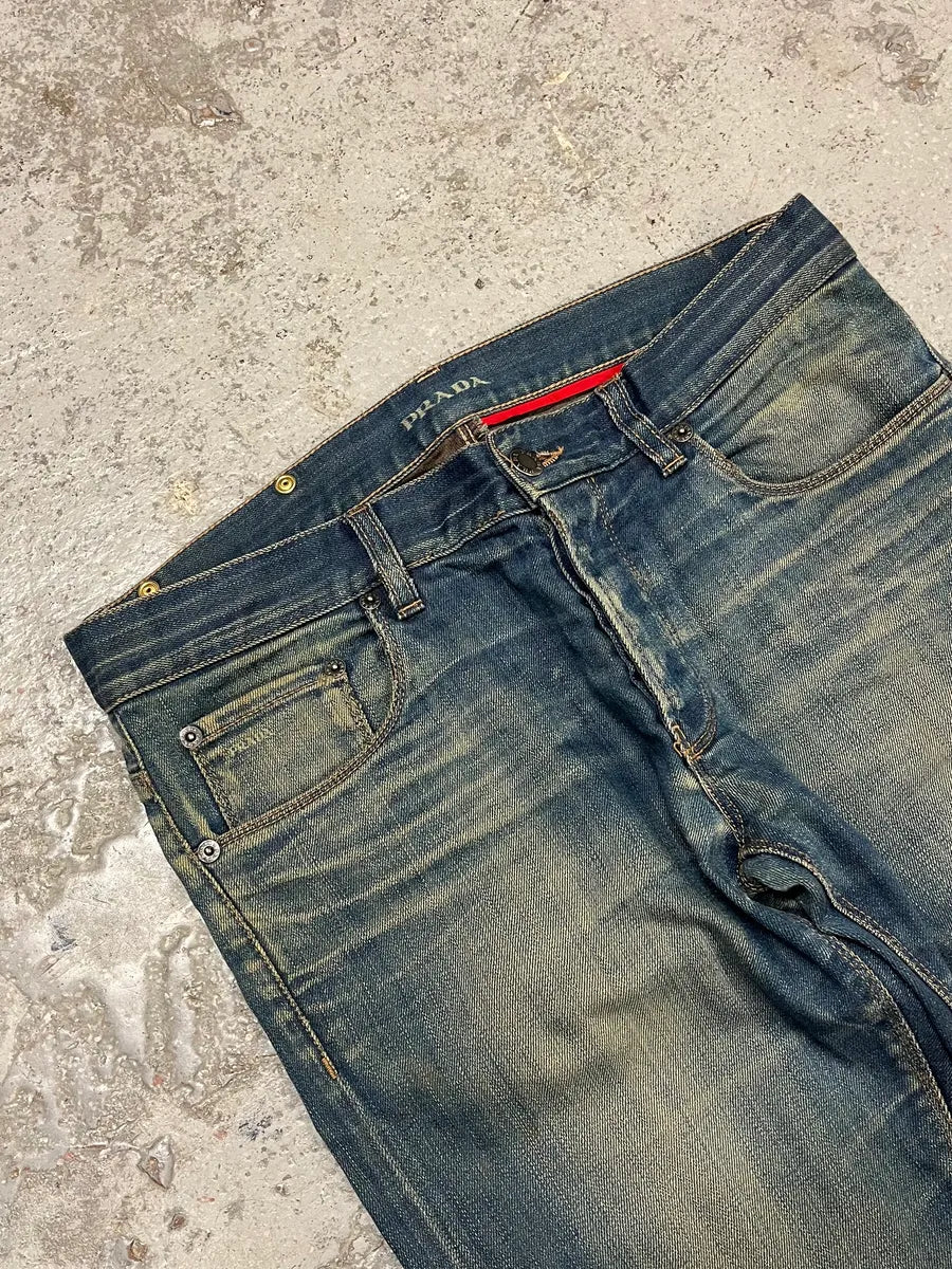AW2007 Prada Blue Faded Denim Slim Jeans - Image 7