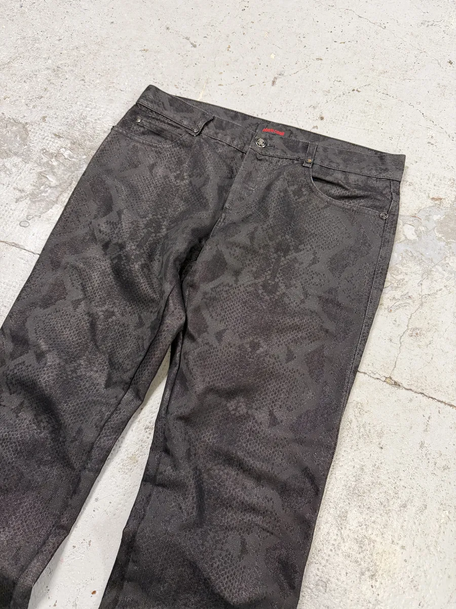 AW2007 Roberto Cavalli Black Snakeskin Effect Obscure Pants - Image 12