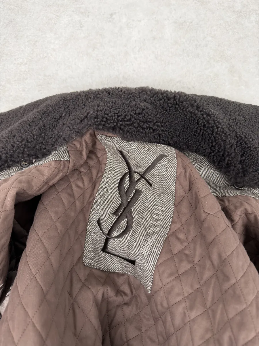 AW2007 Yves Saint Laurent Grey Wool Bomber Jacket - Image 7