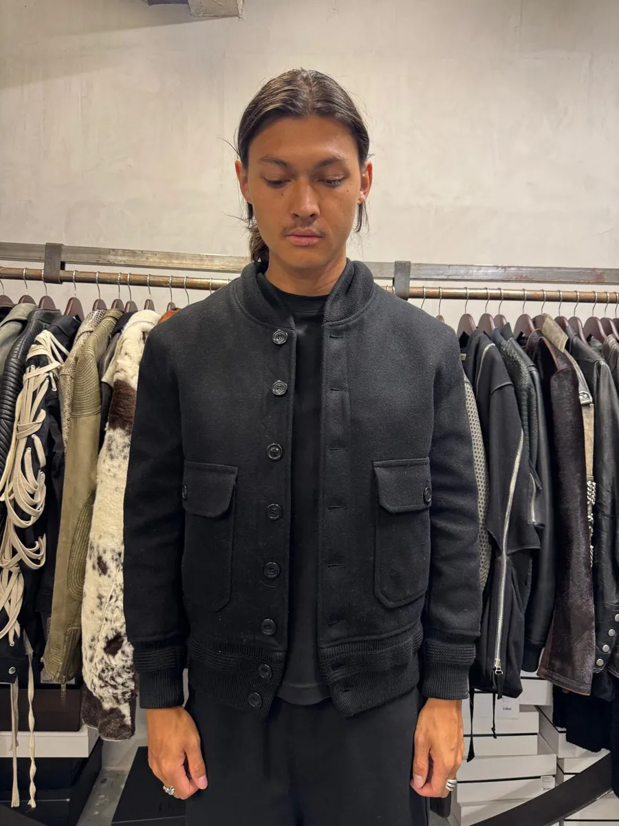 AW2008 Acne Studios Black Wool Bomber Jacket - Image 2