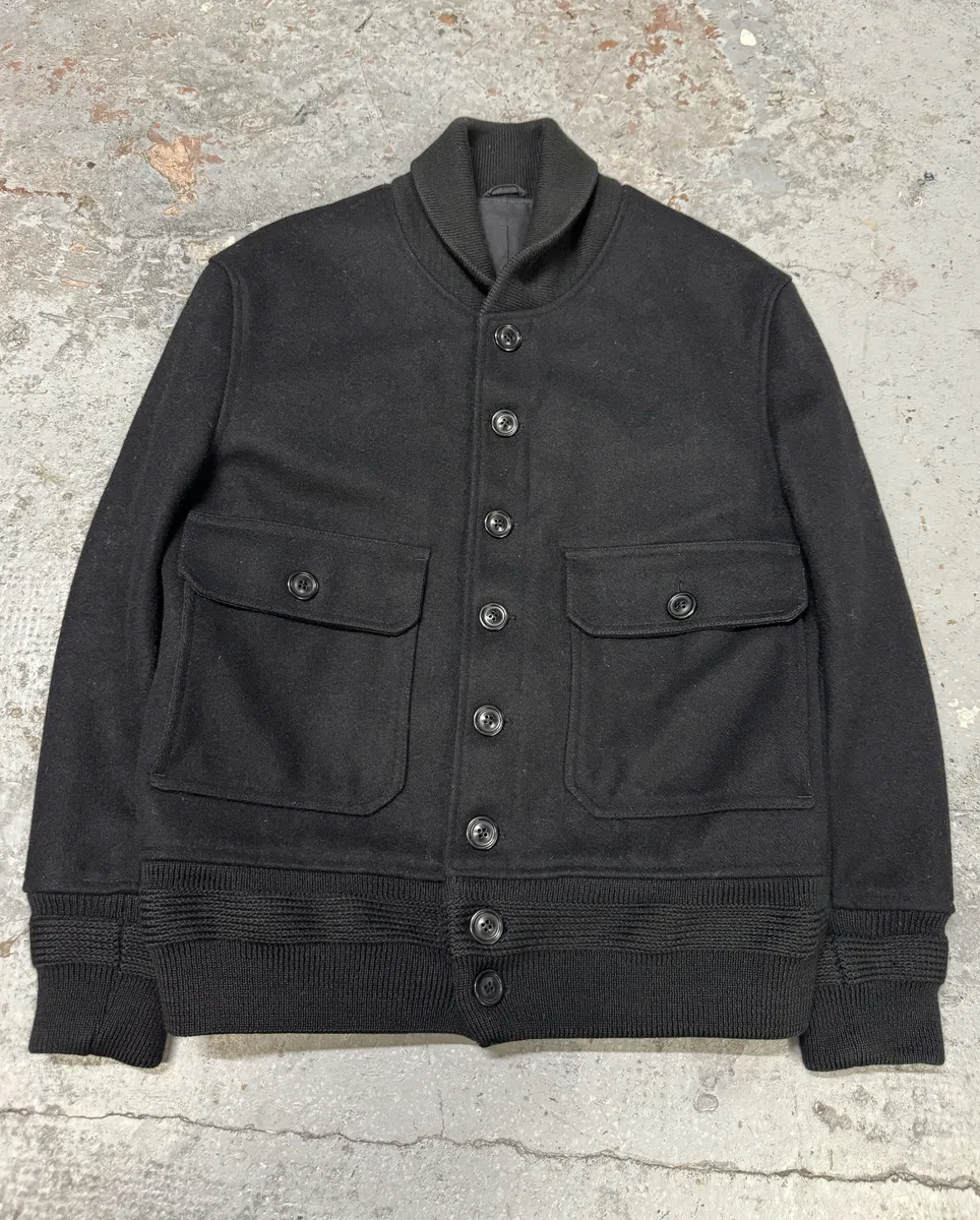 AW2008 Acne Studios Black Wool Bomber Jacket - Image 5