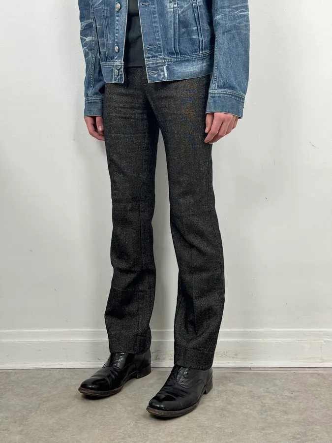 AW2008 Balenciaga Charcoal Wool Blend Grey Straight Pants - Image 3