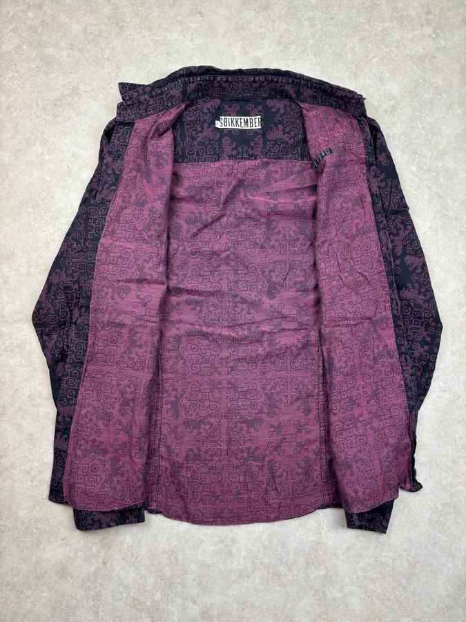 AW2008 Bikkembergs Black Purple Geometric Patterned Shirt - Image 7