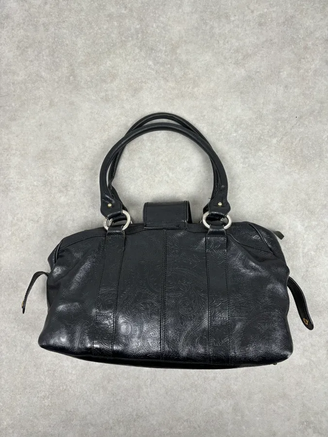 AW2008 Cavalli Black Leather Winged Claw Lock Shoulder Bag - Image 6