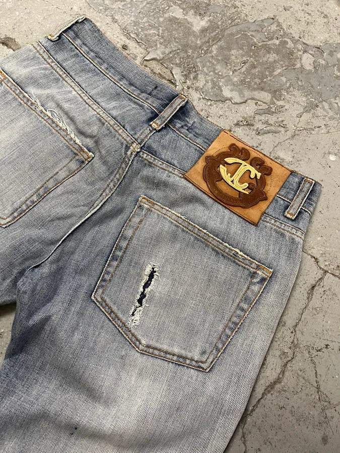 AW2008 Cavalli Blue Light Painted Denim Jeans - Image 11