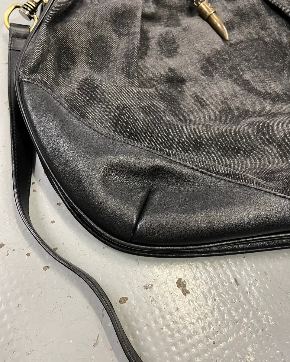 AW2008 Cavalli Grey Denim and Black Leather Handle Bag - Image 7