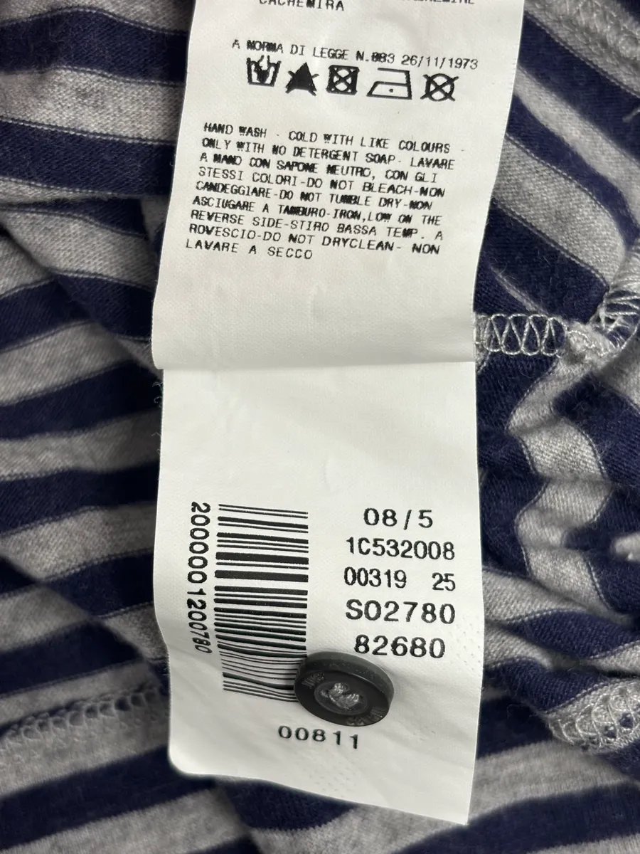 AW2008 Cavalli Navy & Grey Striped Henley Longsleeve - Image 10