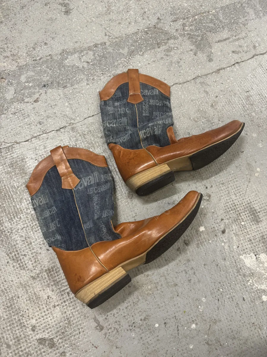 AW2008 Cavalli Orange Santiags Cow-boy Boots - Image 5