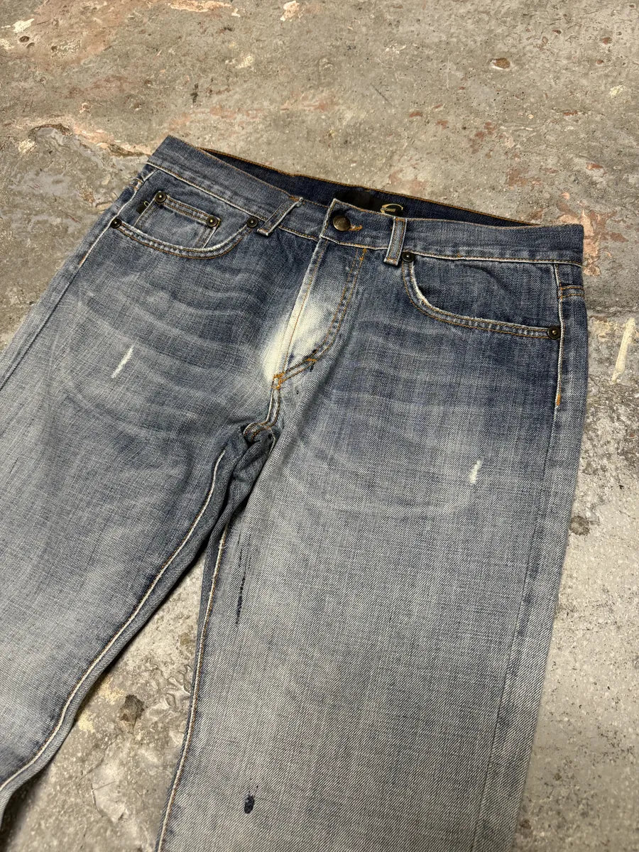 AW2008 Cavalli Painted Effect Blood Blue Denim Jeans - Image 11