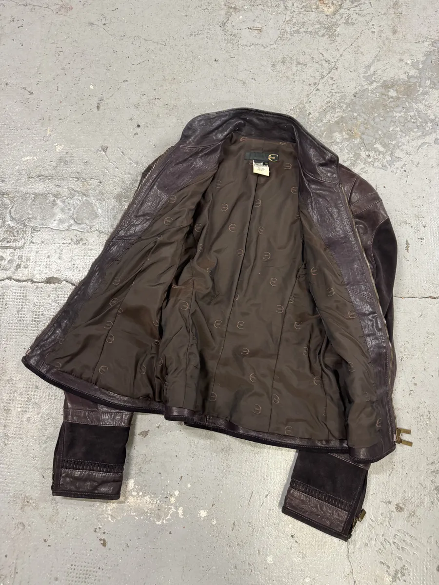 AW2008 Cavalli Soldier Purple Metallic Leather Hybride Jacket - Image 7