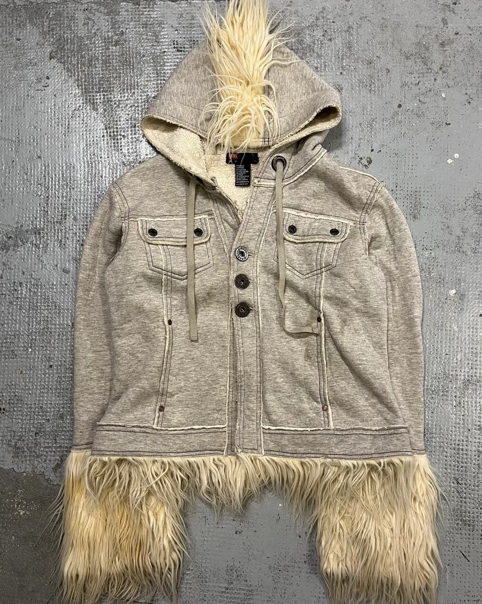 AW2008 Diesel Grey Faux Fur Trim Jacket - Image 4