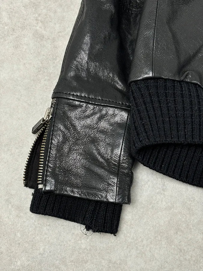 AW2008 Dirk Bikkembergs Black Premium Mafia Leather Jacket - Image 11