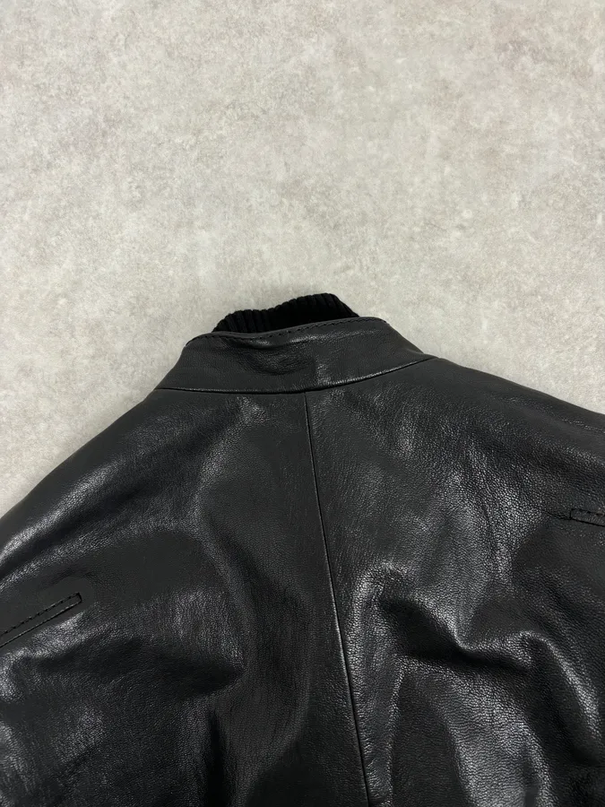 AW2008 Dirk Bikkembergs Black Premium Mafia Leather Jacket - Image 6