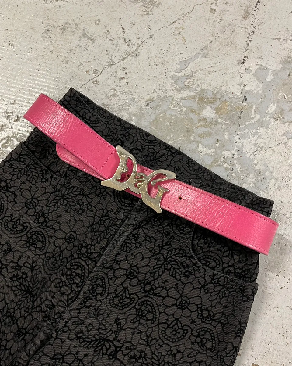 AW2008 Dolce & Gabbana Art Nouveau Pink Leather Belt
