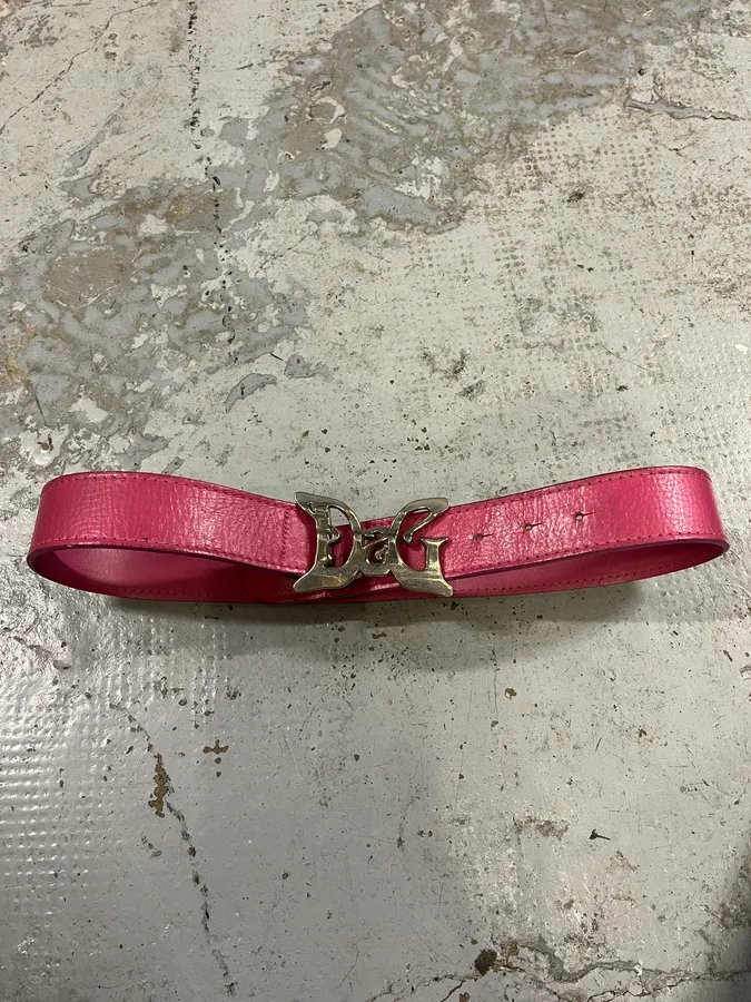 AW2008 Dolce & Gabbana Art Nouveau Pink Leather Belt - Image 5