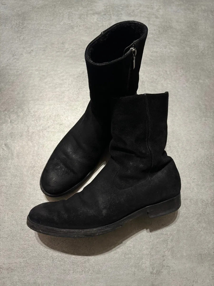 AW2008 Dolce & Gabbana Black Suede Leather Ankle Biker Boots - Image 2