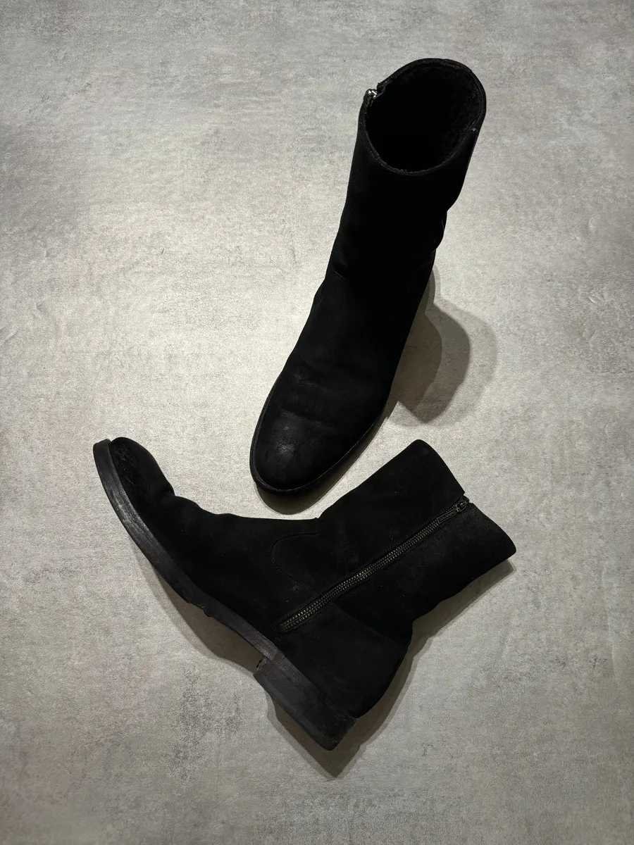 AW2008 Dolce & Gabbana Black Suede Leather Ankle Biker Boots - Image 6