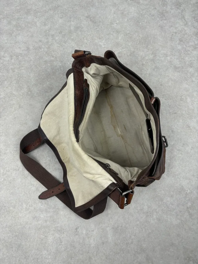 AW2008 Dolce & Gabbana Brown Leather Vintage Messenger Bag - Image 11