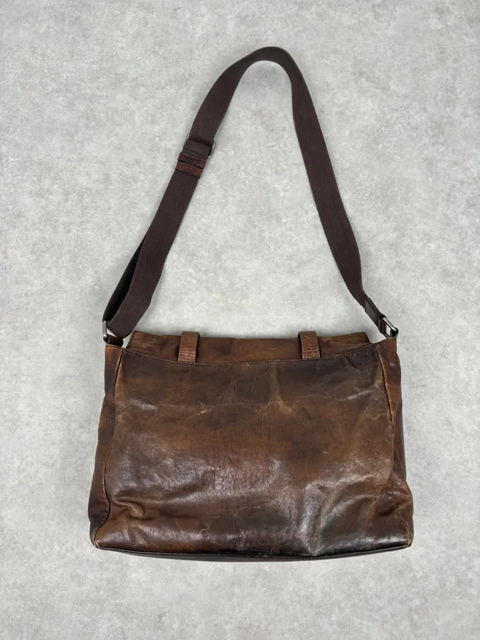 AW2008 Dolce & Gabbana Brown Leather Vintage Messenger Bag - Image 7