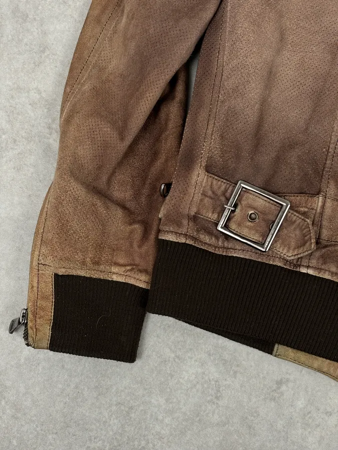 AW2008 Dolce & Gabbana Brown Perfored Aviator Classy Leather Jacket - Image 12