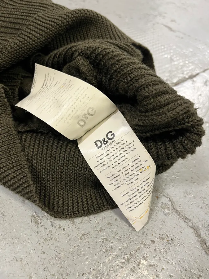 AW2008 Dolce & Gabbana Olive Green Wool & Military Canva Sweater - Image 12