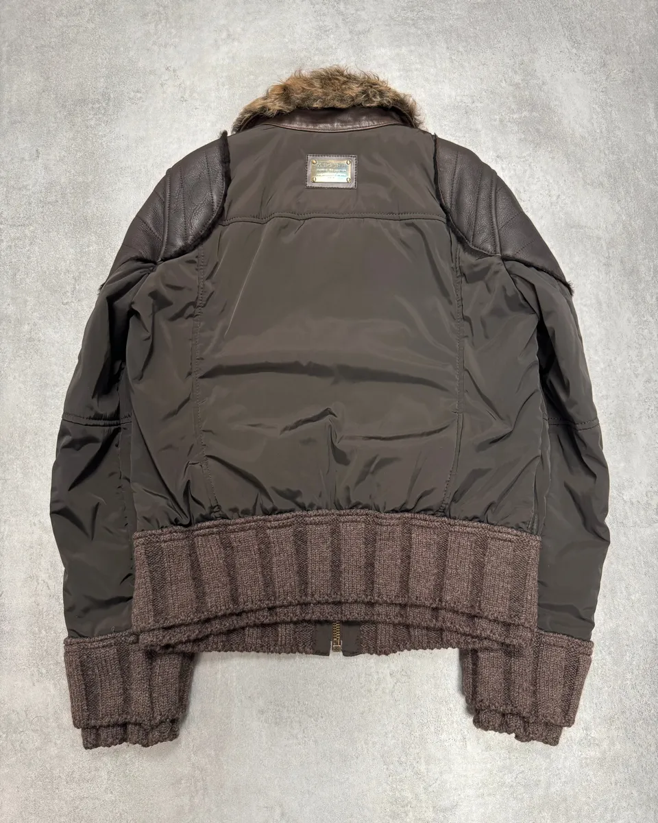 AW2008 Dolce & Gabbana Shearling Hybrid Bomber Jacket - Image 3