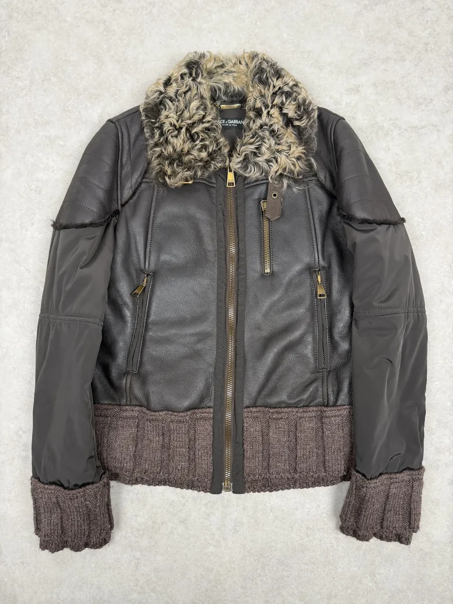 AW2008 Dolce & Gabbana Shearling Leather Brown Jacket - Image 4