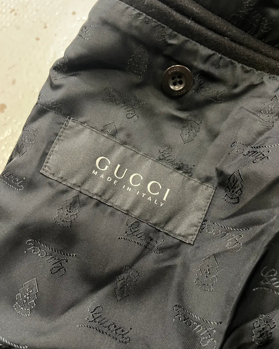 AW2008 Gucci Black Buttoned Officer Wool Jacket by Frida Giannini - Image 8