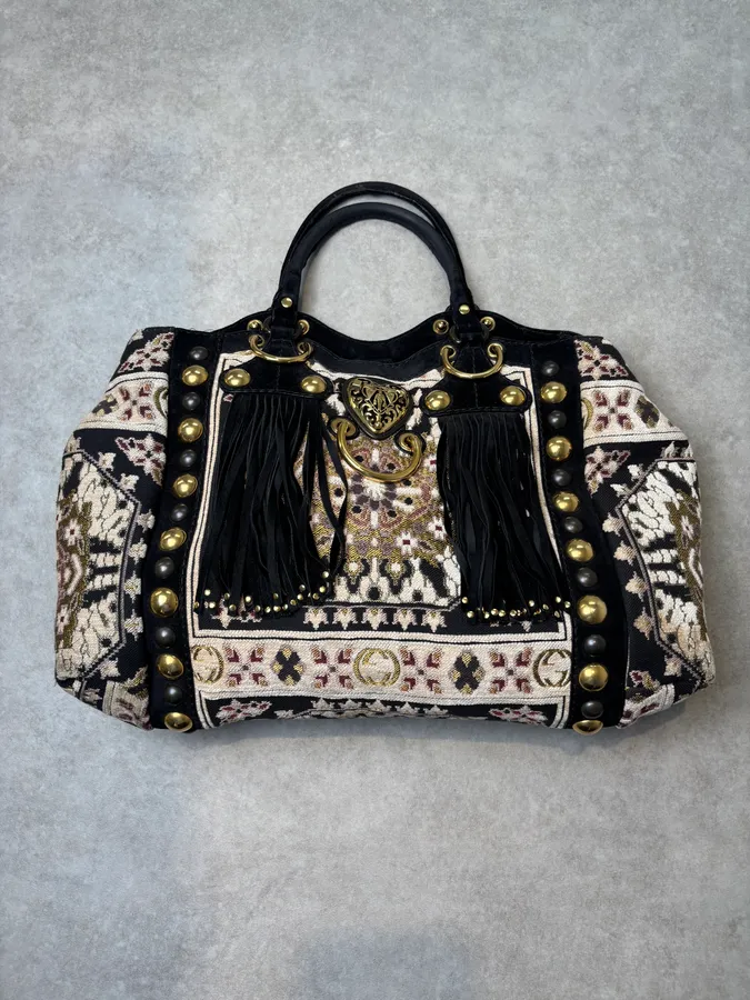 AW2008 Gucci Black Leather Baboushka Studded Bag by Frida Giannini - Image 4