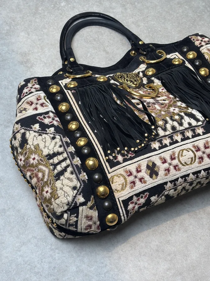 AW2008 Gucci Black Leather Baboushka Studded Bag by Frida Giannini - Image 7