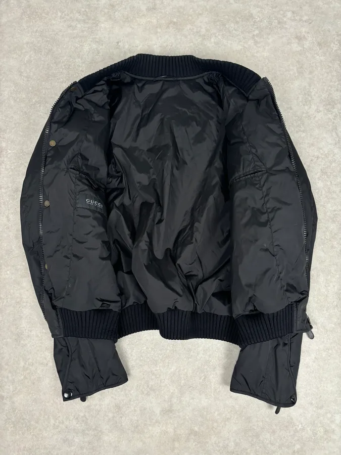 AW2008 Gucci Black Nylon Bomber Jacket - Image 7