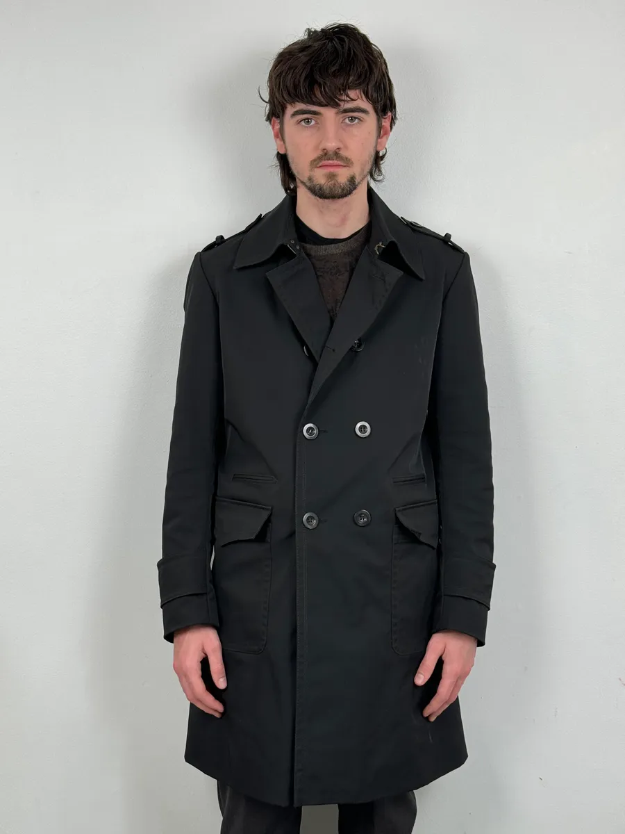 AW2008 Gucci Black Premium Buttoned Trench Coat - Image 2