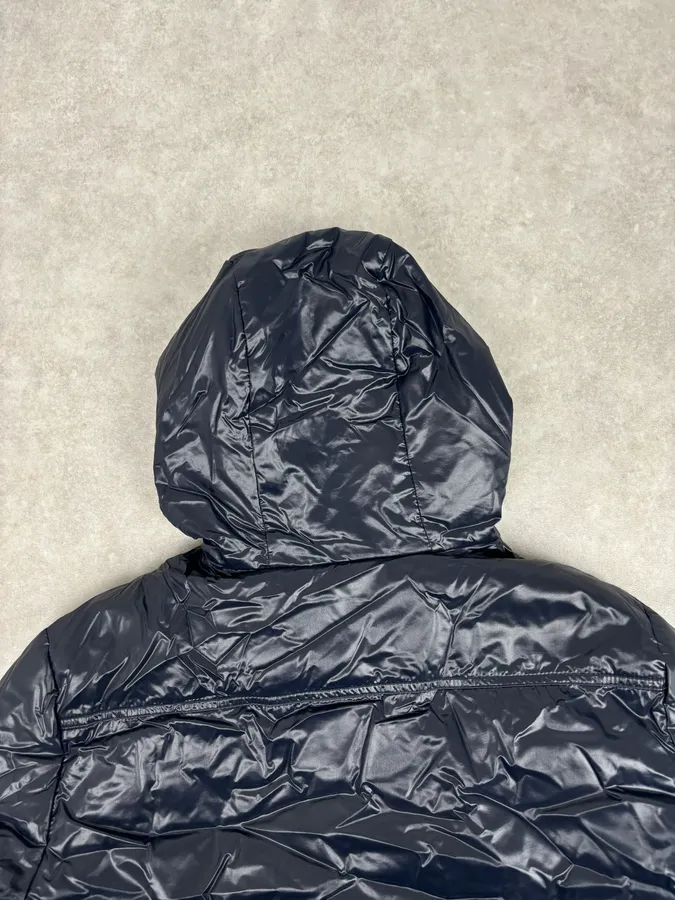 AW2008 Gucci Navy Satin Hooded Puffer Bomber Jacket - Image 6
