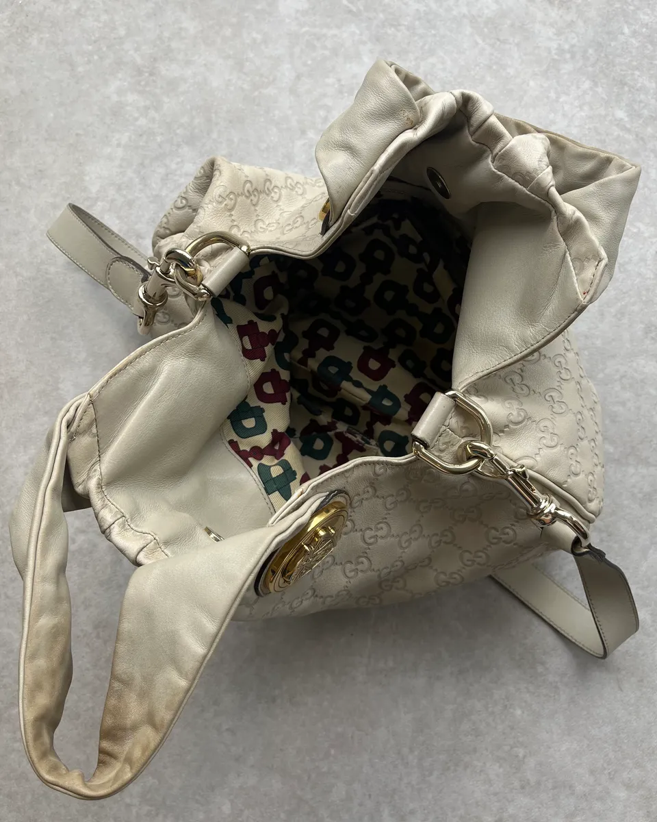 AW2008 Gucci White Leather Monogram Hysteria Handle Bag by Frida Giannini - Image 10