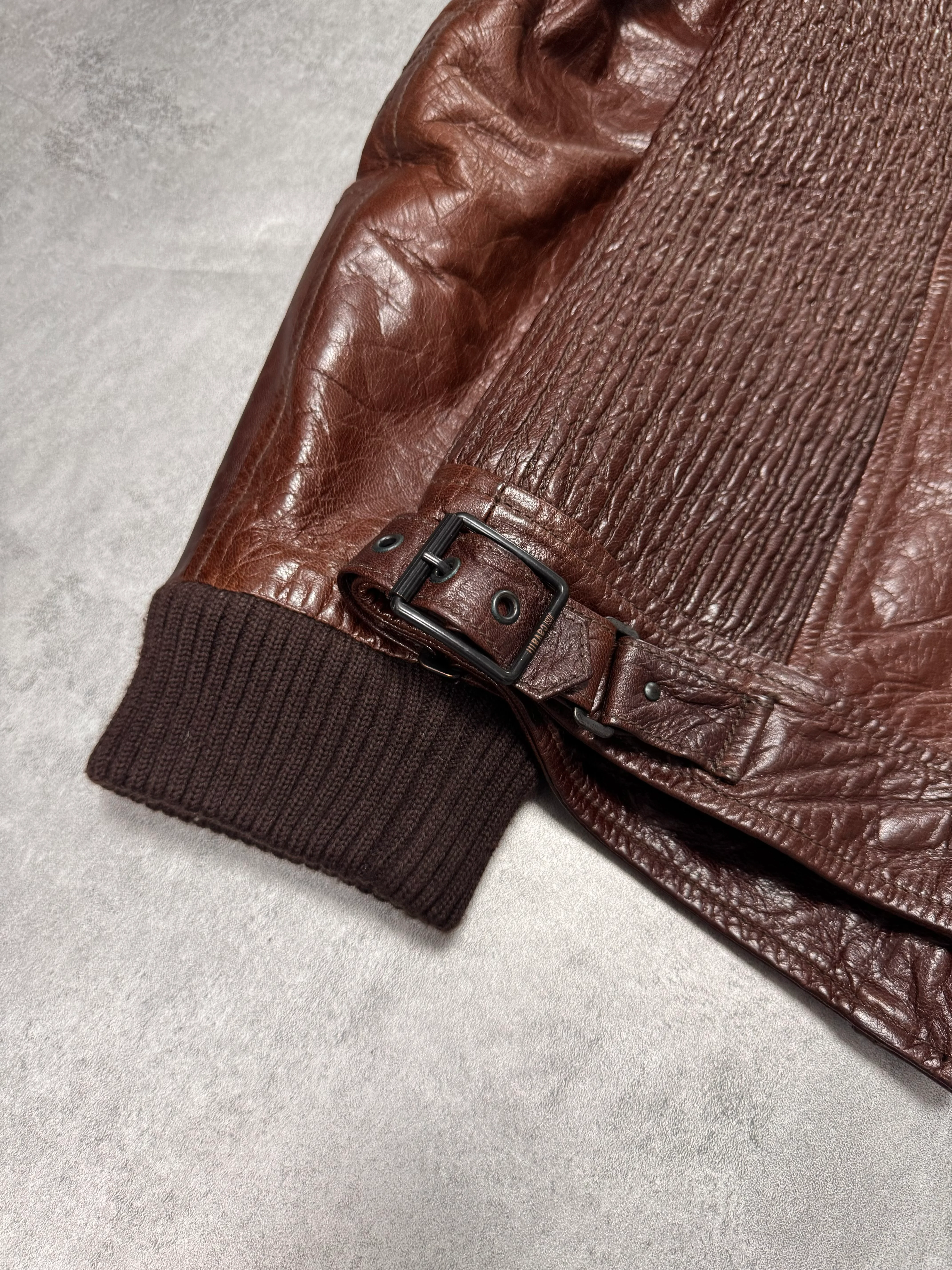 AW2008 Cavalli Brown Leather Bomber Jacket - Image 6